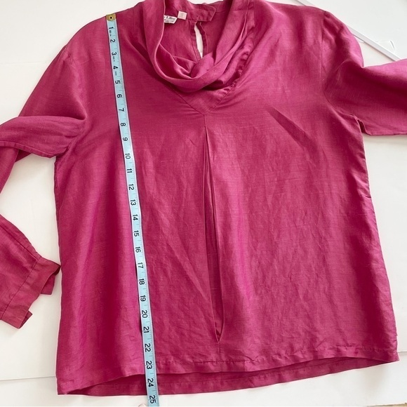 Vintage Christian Dior Raspberry Pink Long Sleeve Drape Neck Shirt Size 8 - Picture 5 of 7